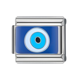 SWEETV Enamel Evil Eye Italian Charms, Classic Compatible Modular Charms for Italian Charm Bracelet links
