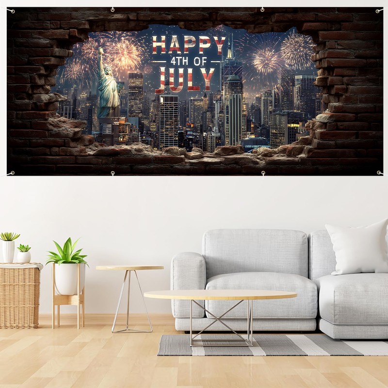 6 x 13 FT Large Patriotic American Flag Garage Door