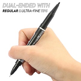 Tattoo Skin Scribe Pen Dual-Tip Marker Piercing Marking Surgical Tattooing (5 Pack, Black)
