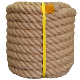 Twisted Manila Rope Natural Jute Rope (1.5 Inch x 50 Feet) Thick Hemp Rope for Docks, Railings, Climbing, Landscaping, Decorating