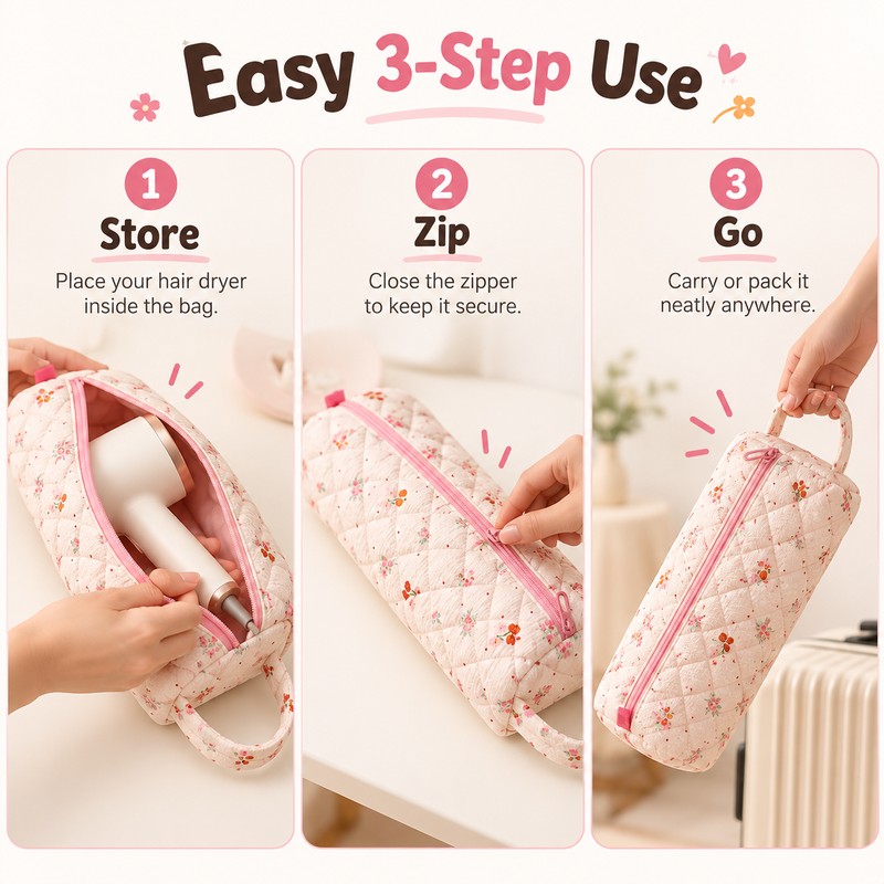 Large Hair Dryer Storage Bag for Home & Travel –