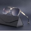 Men's Retro Luxury Double Bridge Steampunk Square Sunglasses, Custom Metal