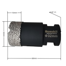 SUSUKii Dry Diamond Core Drill Bits Vacuum Brazed Diamond Hole Saw Kit for Porcelain Ceramic Tile Granite Marble Stone Brick Glass with 5/8-11 Thread 1-1/4"(32mm)