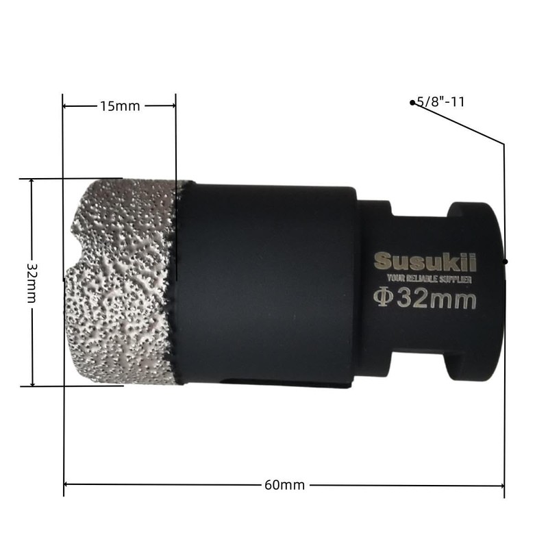 SUSUKii Dry Diamond Core Drill Bits Vacuum Brazed Diamond Hole