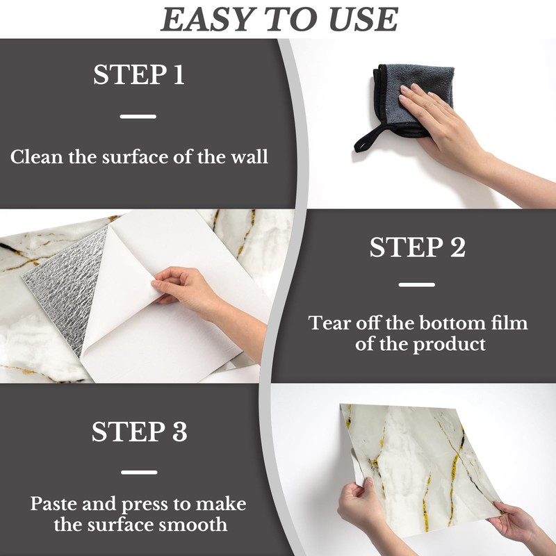 PGVALXOR 50 Sheets Marble-Effect Peel and Stick Wall Panels, Self-Adhesive