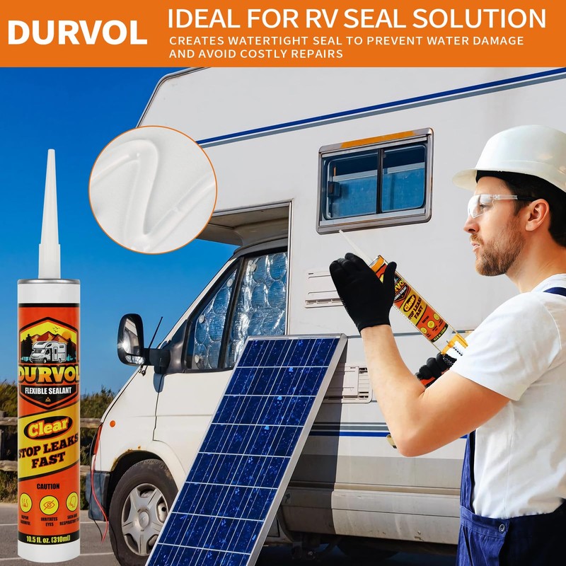 Durvol Pro Flex RV Roof Flexible Sealant Caulking Pack-4 Clear
