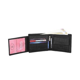 WildHorn Black Leather Wallet for Men I 9 Card Slots I 2 Currency & Secret Compartments I 1 Zipper & 3 ID Card Slot