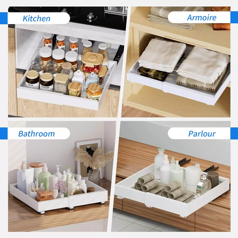Pull out Cabinet Organizer, Depth(20.87'') and Expandable Width(12.60"-20.47") Heavy Duty
