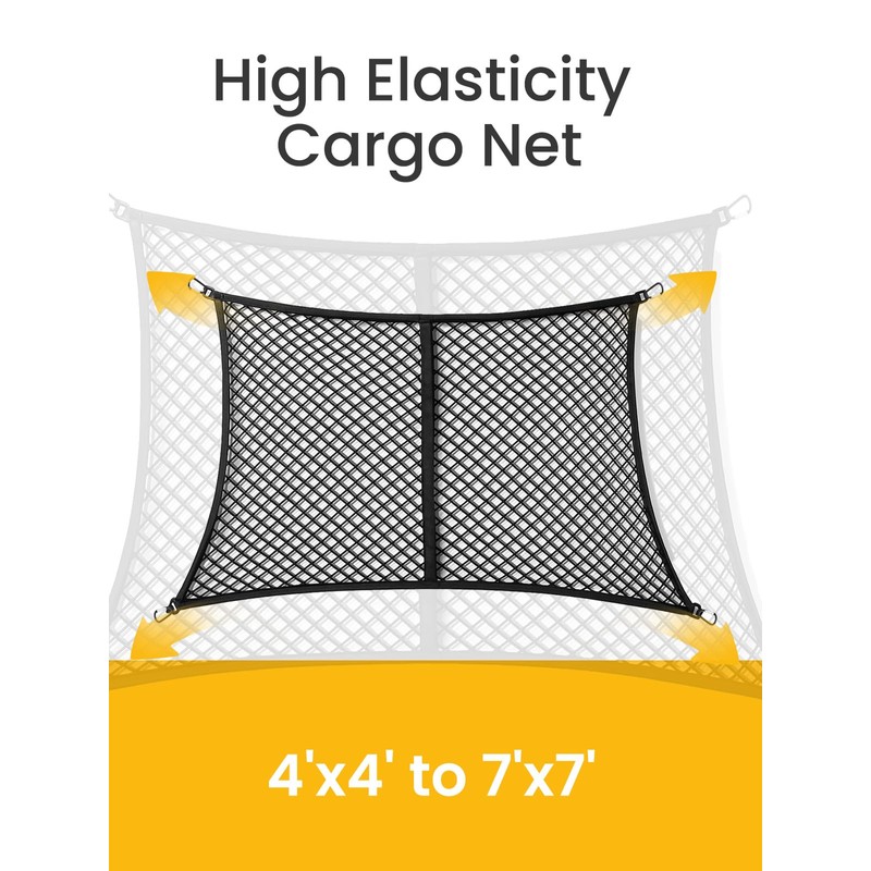 GROWNEER Car Truck Cargo Net, Highly Elastic Stretchable Mesh Organizer