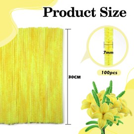 TOAOB 100pcs Gradient Yellow Pipe Cleaners Craft Supplies 7mm Thick Chenille Stems 12 Inches Long Fuzzy Sticks for DIY Flowers Animals Art Crafts Making Home Projects Decorations