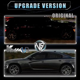 VANKUB Front & Rear LED Side Marker Lights for Dodge Charger 2015-2023, Charger Smoked Lens Side Bumper Marker Lights, Dodge White LED Turn Signal Lamps, 4 PCS