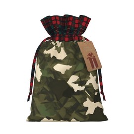 WZYCWB 8.3 * 11.8 inches burlap drawstring gift bags, Army camouflage Christmas gift bags, Christmas party supplies decoration bags,