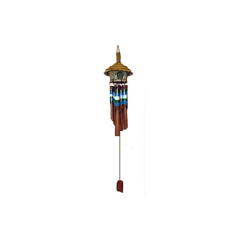 Chesapeake Bay 36" Bamboo Birdhouse Wind Chime with Blue, Green