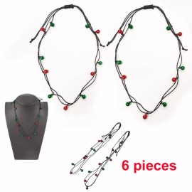 Unbranded 6 Leather Christmas Jingle Bells Necklace Adjustable Red Green X-Mas Holiday Lot