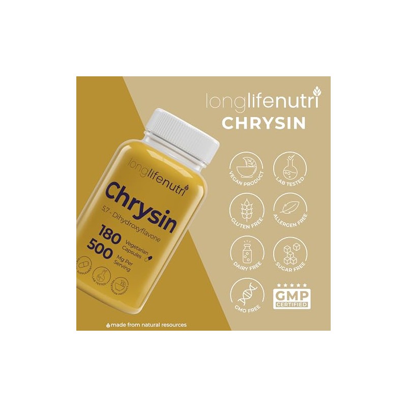 LongLifeNutri Crisina 500 mg – 180 cápsulas vegetarianas, de pasiflora,