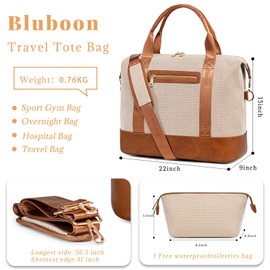 Bluboon Travel Tote Bags with Zipper Ladies Canvas Bag Weekender Overnight Bag for Women Carry on Duffel Bag Trolley Sleeve