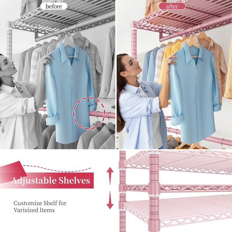 Raybee Clothes Rack Loads 780LBS, Clothes Rack for Hanging Clothes,
