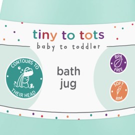 Baby Bath Jug, Tiny To Tots Baby & Toddler Shampoo Rinser, Hair Wash Jug With Handle, Green BPA Free Soft Rim, Designed To Contour To Your Baby’s Head