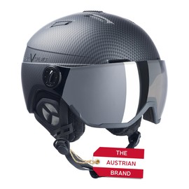 Black Crevice Calgary Ski Helmet with Visor, Carbon Black Mat/Silver, S/M (54-57)