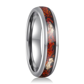 Fyrddyn Men's 6MM 8MM Wedding Band with Orange Red Suitable For Men And Women Match Daily Outfits Party Accessory Anniversary Promise Rings 5-14.5