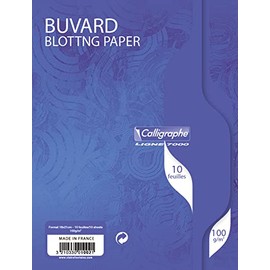 Clairefontaine 1002C - Pack of 10 Sheets of Blotting Paper Calligraphe, 16 x 21 cm, 100 g, Ideal for School and Calligraphy, White, 1 Pack