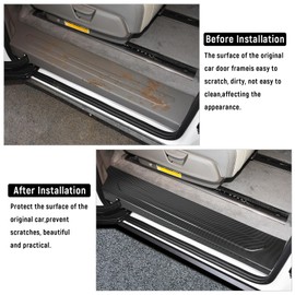YOJOJOCO 2PCS Door Sill Protector for Kia Carnival 2025 2024 2023 2022 Accessories Carbon Fiber Texture ABS Material Rear Door Car Pedal Kick Protection