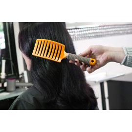 UltimateBrush Orange Curved Vented Boar Bristle Styling Hair Brush Any Hair Type Men Women