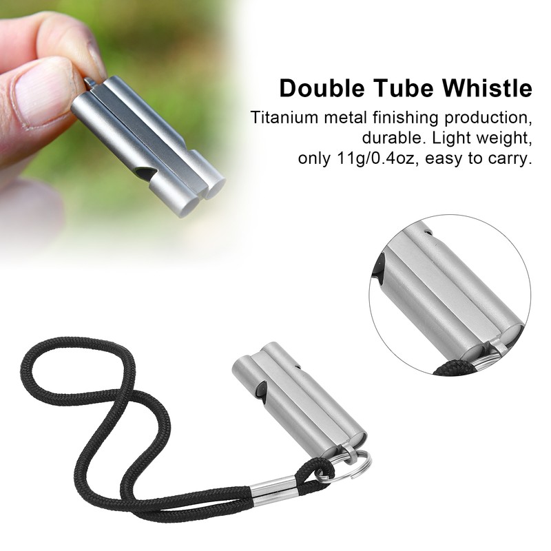 Pure Titanium Whistle with Lanyard Outdoor Survival Whistle High Decibel