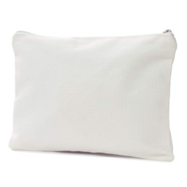 Solid Canvas Cosmetic Bag Make Up Clutch Bag (10.5"W x 7.5"H, Solid Canvas White)