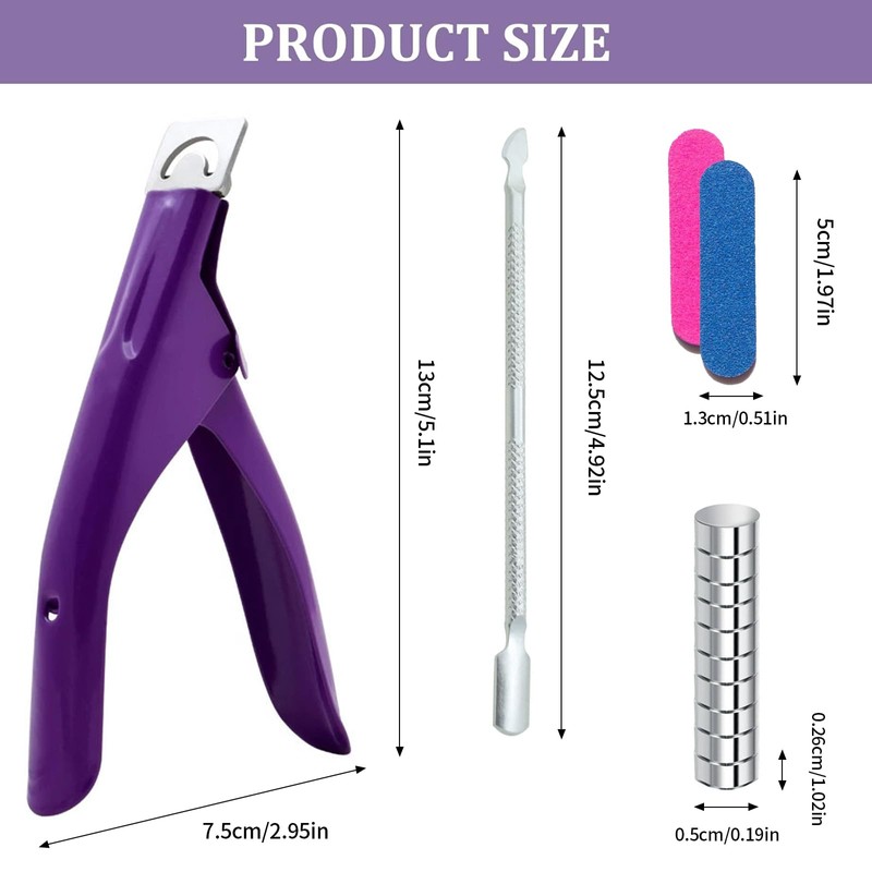 DOETYD Acrylic Nail Clipper Set Stainless Steel Gel False Nail