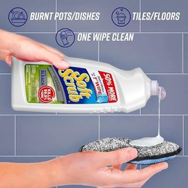 Ezee space 2 Pack Soft Scrub With Bleach Cleanser -32 oz.- Soft Scrub Cleaner With 6 Multi-Purpose Scrub Sponges for Cleaning Dishes, Pots and Pans