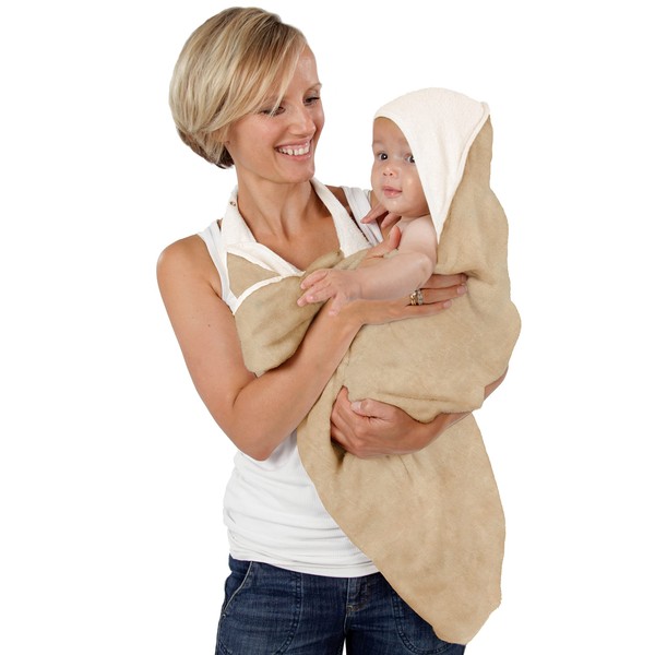 Cuddledry Kapuzenhandtuch Baby für Freie Hände |Edles Weiches Baby Handtuch Kapuze aus Bambus & Baumwolle | Schürzen Baby Badetuch für Sicheres Baden Geburt