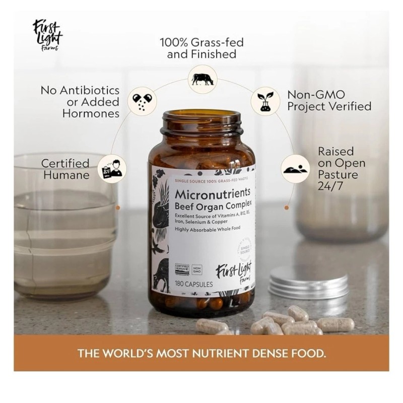 First Light Farms 100% Wagyu Grass-fed Micronutrients Beef Organ Complex