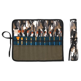 Kaaltisy Art Paintbrush Storage Roll, Multi-Colored Roll Up Pencil Case | 20 Paintbrush Pockets | Durable 16oz Waxed Canvas Paint Brush Holder