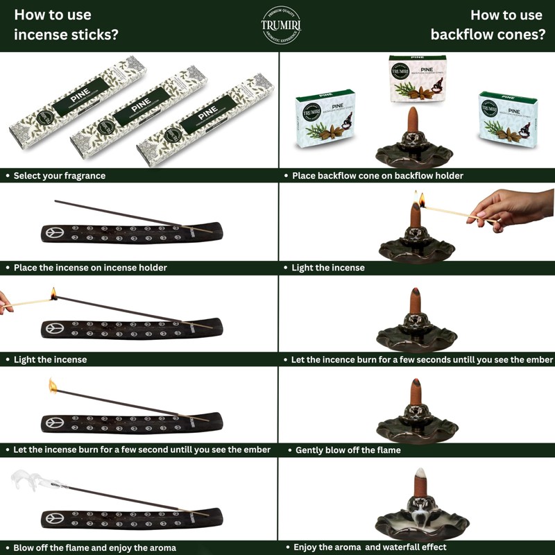 Pine Incense Sticks & Backflow Cones for Waterfall - 60