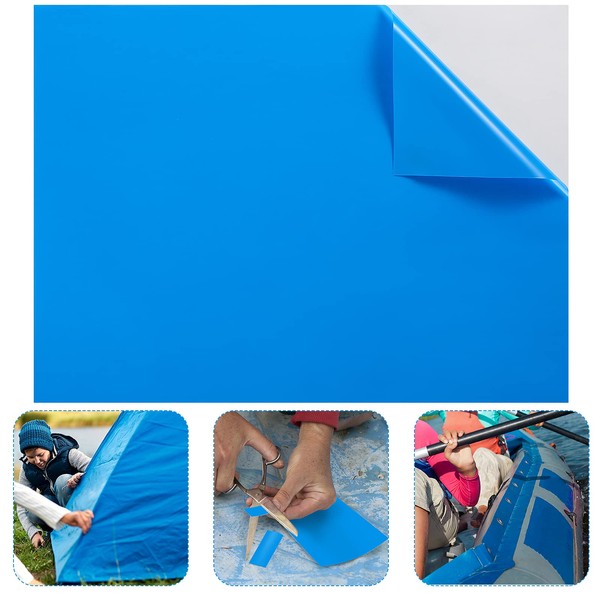 Syhood Vinyl Pool Liner Patch Self Adhesive PVC Vinyl Repair Patch Plastic Pool Patch Repair Kit for Swimming Pools Inflatable Boat, 49 x 34 Inch (Blue, 49 x 34 Inch)