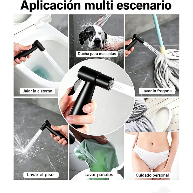 Bidet Pulverizador de Acero Inoxidable con Soporte y Manguera de