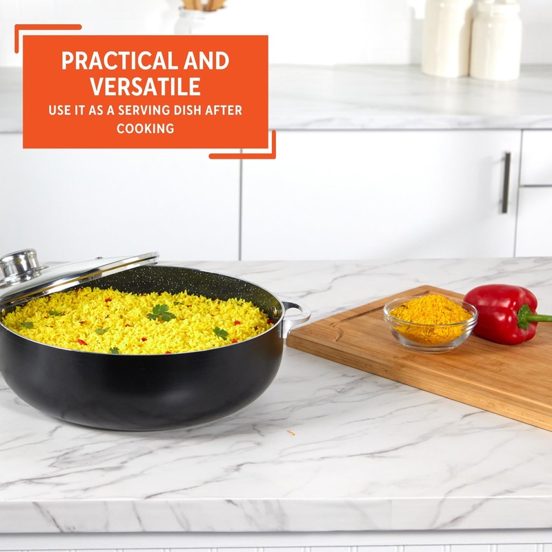 IMUSA 9Qt Bistro Ceramic Nonstick Caldero/Dutch Oven with Glass Lid,