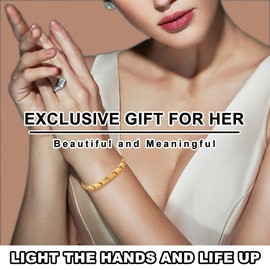 はち HAQI Magnetic Healthy Bracelet for Women and Men Power Magnetic Energy Bracelet for Couples with Adjustment Tool and Gift Box (Women, Gold)