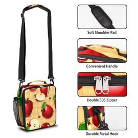 ADTASU Red Apple Kids Lunch Boxes for School, Insulated Tote Bag, Reusable Aesthetic Aesthetic Soft Coolers Insulated Leak Proof Lunch Bags, Reusable School Meal Prep Lunch Box for Work Travel