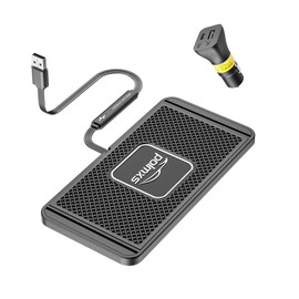 Wireless Charger Car Charging pad,POLMXS 15W Fast Wireless Phone Charger Non Slip Cell Phone Flat Charging mat Compatible with iPhone 11/12/12/14/15 Galaxy S21/S22/S23/24 NOTE10 (30cm Cable)(C2Y)