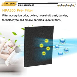 6 Pack HPA300 Pre-Filters for Honeywell HPA300 Air Purifier Series, Premium Quality Activated Carbon Filters Replacement