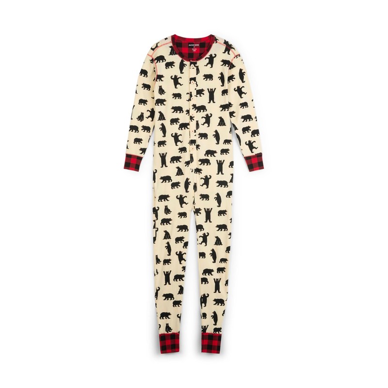 Little Blue House by Hatley Adult Union Suit, Black Bear,