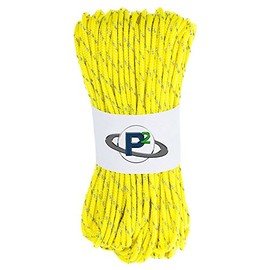 1.8 MM Fluorescent Reflective Guyline Tent Rope (Neon Yellow) - 95 Paracord for Camping - 65 Feet (20 Meters) Length