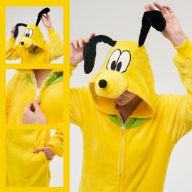 NEWCOSPLAY Unisex Adult Pluto Onesie Pajamas Animal One Piece Costume Cosplay Sleepwear (Pluto, Small)