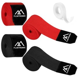 flintronic 4.5 m Boxing Hand Wraps for Men and Women, Black + Red