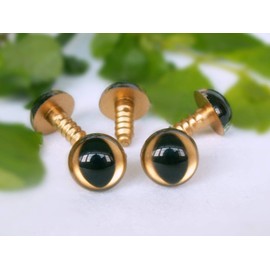 12mm Safety Eyes Plastic Eyes Plastic Craft Safety Eyes for Cat/Stuffed Doll Animal DIY Accessories - 20 Pairs (Golden)