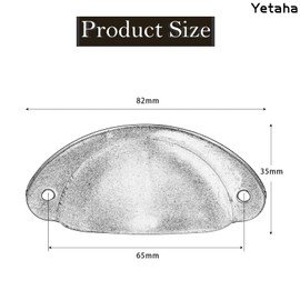Yetaha 10PCS Cabinet Cup Pull Handle, 82x35mm Drawer Shell Pull Handles, Retro Shell Cup Handles,Vintage Antique Kitchen Cupboard Pulls Furniture Knob Suitable for Home Office Kitchen, Antique Bronze