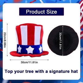 Patriotic 4th of July Tree Topper, Red White & Blue Hat Tree Decorations for Independence Memorial Celebrations Patriotic Decor for Holiday Christmas Party Supplies