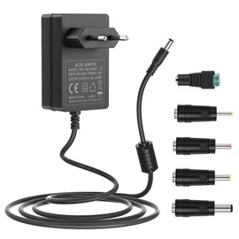 24 V Power Supply, LED Power Supply 24 V, for LED Strip Light, CCTV Camera, Bluetooth Speaker, Nail Lamp, Air Purifier, Massage Gun, Mini Printer with 5 DC Tips
